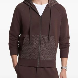 Michael Kors Brown Hoodie Zippé À Logo Imprimé for men
