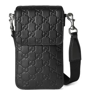 Gucci Black Gg-Embossed Phone Bag for men