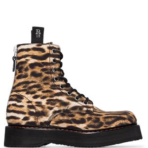 R13 Stiefel mit Leoparden-Print