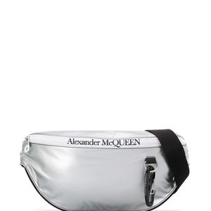 メンズ Alexander McQueen ロゴ ベルトバッグ メタリック