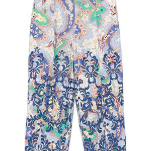 Etro Blue Floral-Print Trousers