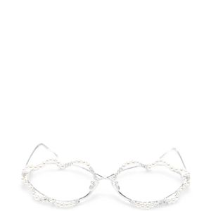 YVMIN White Pearl-Embellished Lip-Frame Sunglasses