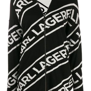 Karl Lagerfeld ロゴ ジップカーディガン ブラック