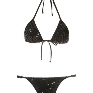Bikini triangular con lentejuelas Amir Slama de color Negro