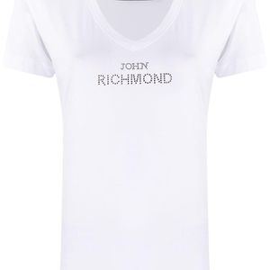 John Richmond デコラティブ Vネック Tシャツ ホワイト