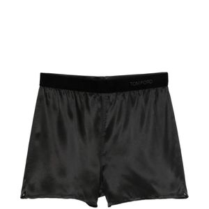 Tom Ford Black Logo-Waistband Silk Shorts