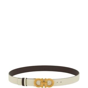 Ferragamo White Reversible And Adjustable Gancini Belt