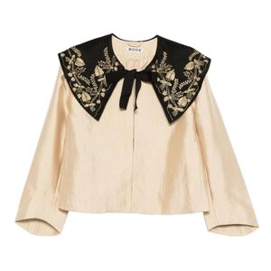 Bode Natural Embroidered-Collar Jacket