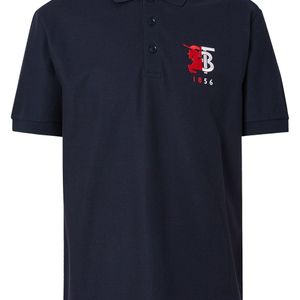メンズ Burberry コントラストロゴ ポロシャツ ブルー
