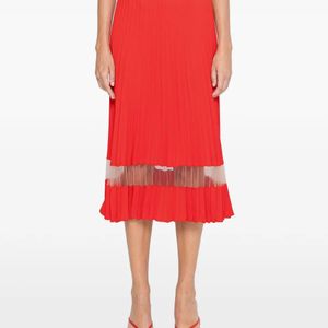 Nissa Red Pleated Midi Skirt