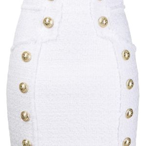 Balmain ボタン ミニスカート ホワイト
