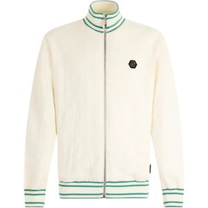 Philipp Plein White Monogram-Pattern Track Jacket for men