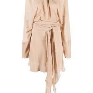 Maison Margiela Natural Draped Silk Mini Dress