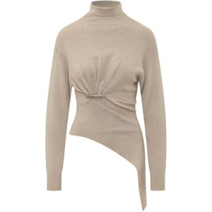 Lanvin White Safety-Pin Draped Sweater