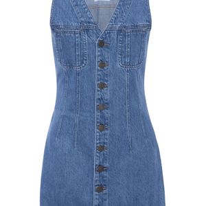 FRAME Blue Sleeveless Trucker Denim Mini Dress
