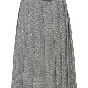 Philipp Plein Grey Houndstooth Pleated Midi Skirt