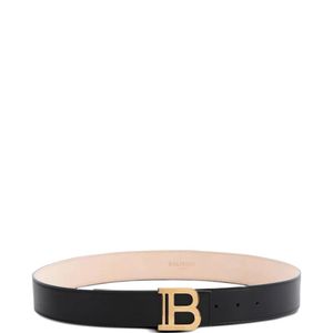 Balmain White Leather B-Buckle Belt