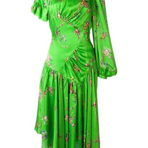 Robe asymétrique en satin à imprimé floral Geri Preen By Thornton Bregazzi en coloris Vert