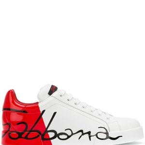 Dolce & Gabbana Weiß Patent Calfskin Portofino Sneakers