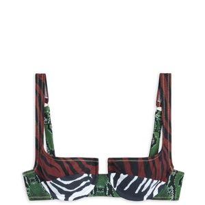 Reina Olga White Brigitte Animal-Print Bikini Top