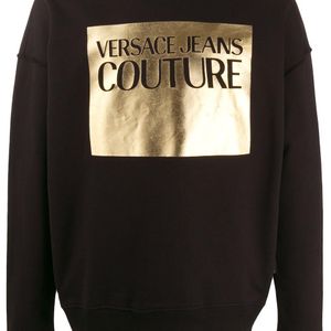 メンズ Versace Jeans ロゴ スウェットシャツ ブラック