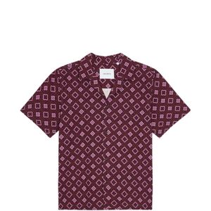 Les Deux Purple Arabesque Geometric-Print Short-Sleeve Shirt for men
