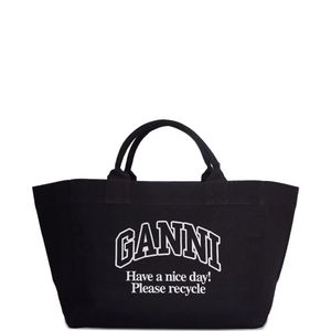 Ganni Blue Logo-Print Tote Bag
