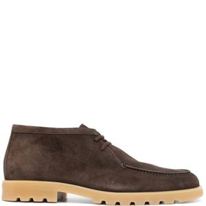 Santoni Brown Suede Lace-Up Desert Boots for men