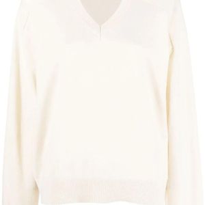 ARMARIUM White V-Neck Knitted Jumper
