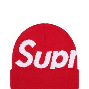 Supreme Red Big Logo Beanie Hat for men