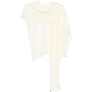 Patrizia Pepe White Écharpe Asymétrique À Breloque Logo