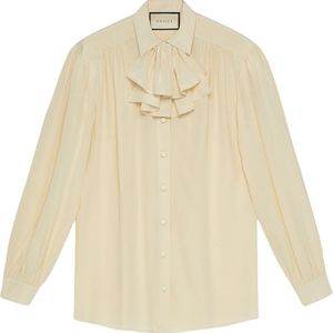Chemise à col volanté Gucci en coloris Blanc