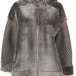 Lorena Antoniazzi Grey Sheepskin Hooded Jacket