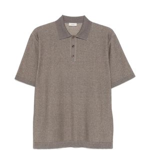 Agnona Grey Textured Polo Shirt for men