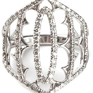 Loree Rodkin Metallic White Gold And Grey Diamond Pavé Shield Ring