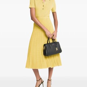 Michael Kors Yellow Fit Flare Polo Midi Dress