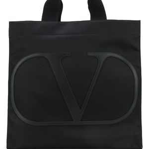メンズ Valentino Vロゴ ハンドバッグ ブラック