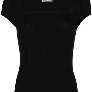 Reformation Bardot リブニットtシャツ ブラック