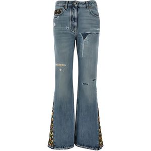 Valentino Garavani Blue Jean Déchiré À Fleurs Brodées