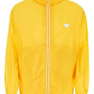 Prada Yellow Hooded Zip-Front Jacket for men