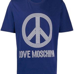 メンズ Love Moschino ロゴ Tシャツ ブルー