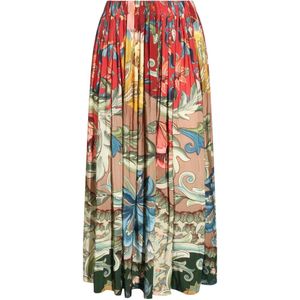 Farm Rio White Lunar Boho Pleated Midi Skirt
