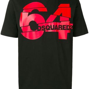 メンズ DSquared² 64 ロゴプリント Tシャツ ブラック