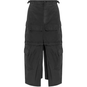 Balenciaga Black Ripstop Maxi Cargo Skirt
