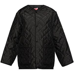 KENZO Black Padded Logo-Patch Jacket for men