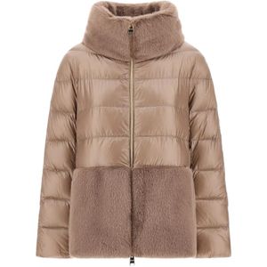 Herno Brown Ultralight Faux Fur-Trimmed Puffer Jacket
