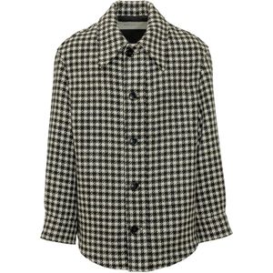 AMI Gray Houndstooth-Pattern Buttoned Overshirt for men