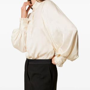 Twinset White Satin-Detail Shorts