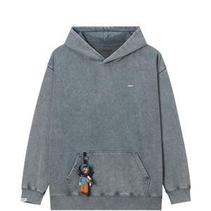 Musium Div. Blue Acid-Wash Logo-Embossed Hoodie for men