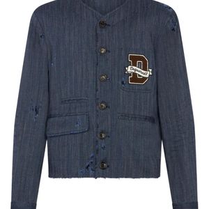DSquared² Blue Logo-Patch Single-Breasted Jacket for men